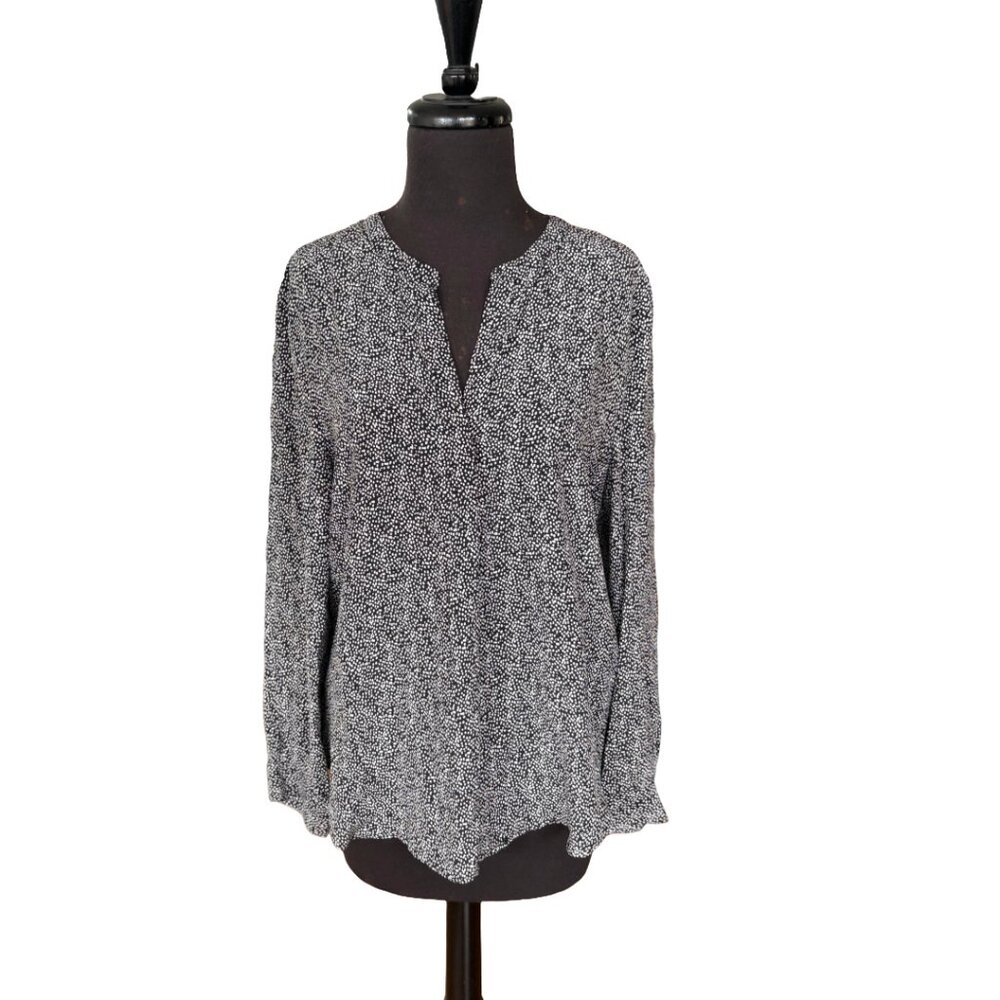 Joie 100% Silk Blouse Black White Dot Print Size M